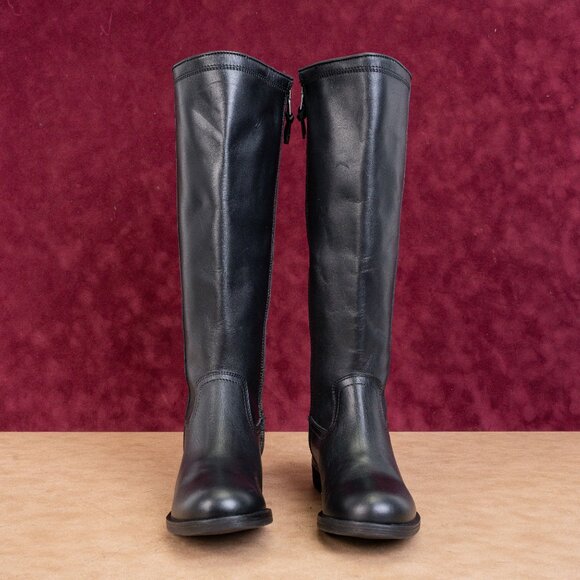 Sofft Woman Black Leather Comfortable Western Riding Zip Knee Boots size 6 - Picture 3 of 10